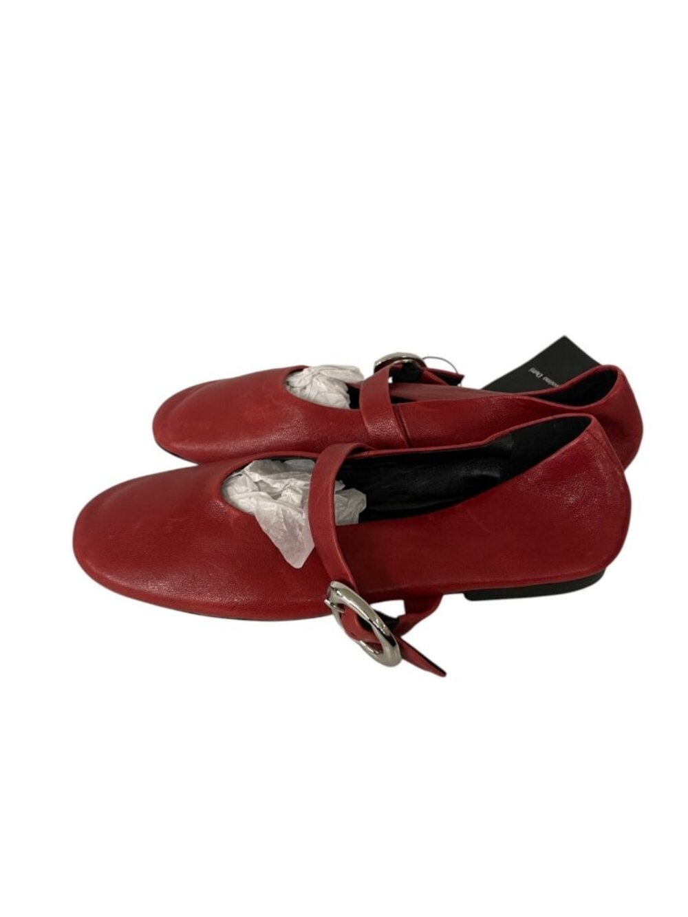 Massimo Dutti Womens Mary Jane Flats Size EU 39 US 8 Red Leather 1519/650 NWD